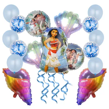 1 комплект украшений для Вечеринки в честь Дня рождения Моаны, Воздушные шары Принцессы для девочек, Декор для вечеринки в честь детского душа, Воздушный шар Моаны, Воздушные шары на море