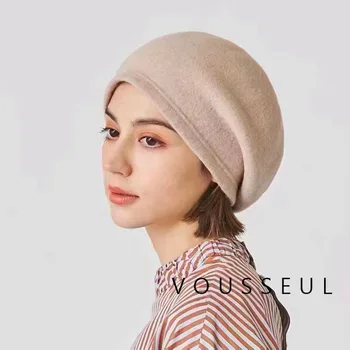 2022 Осенне-зимняя шерстяная шапка для женщин, теплая модная балаклава, Панама, дорожная пряжка, высококачественная шляпа, бесплатная доставка