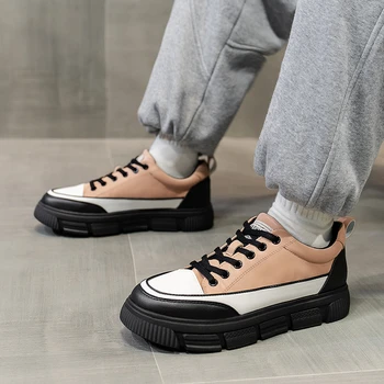2023 Женская обувь высокого качества на плоской подошве, Осень-зима, туфли-лодочки на плоской платформе, Повседневные кроссовки на шнуровке с круглым носком, Модная обувь для любителей панка