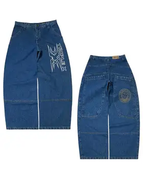 2023 Новые джинсы в американском стиле хип-хоп с буквенным принтом для мужчин и женщин Y2K Harajuku в стиле панк, готический свободный повседневный Джокер, уличная одежда