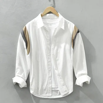 2175 весенне-осенняя японская свежая рубашка с длинными рукавами, мужская свободная хлопковая повседневная модная универсальная удобная рубашка