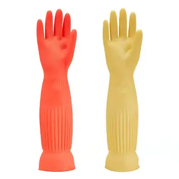 38/45 см, 1 пара Удлиненных перчаток для мытья посуды, Силиконовая резиновая перчатка для мытья посуды, бытовой Скруббер, кухонный инструмент для чистки