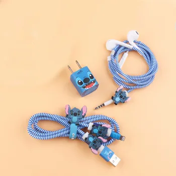 8 шт. Набор для намотки кабеля Disney с Микки Маусом, Тоторо, Фигурка Куклы, Мультяшное зарядное устройство, Наклейки для USB-кабеля, Кабель для iPhone, Защита подарка