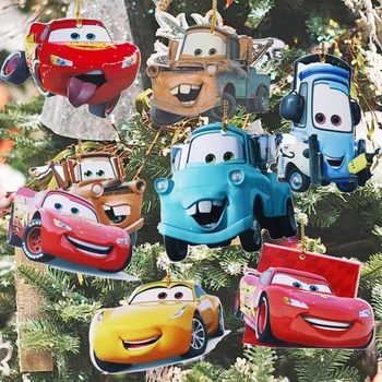 Lightning McQueen Cars Тема Disney Party Декор Рождественская Елка Акриловый Плоский Подвесной Орнамент Рождественская вечеринка Navidad Подарки на Новый Год