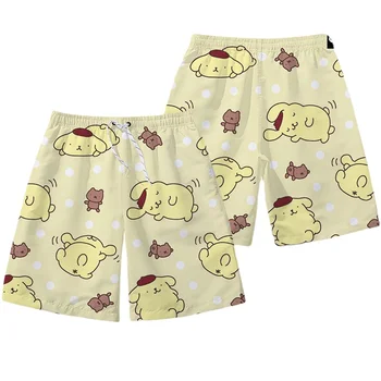 Sanrio kawaii/шорты с помпонами из мультфильма аниме для мальчиков и девочек, одежда для пары родителей и детей, милые креативные пляжные брюки, подарок на фестиваль