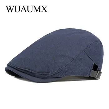 Wuaumx Простая Весенняя Шляпа-берет Для Мужчин И Женщин, Однотонная Кепка для вождения в Гольф, Повседневная Мужская Шляпа с Утконосом, Черная Регулируемая Кепка в Елочку