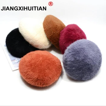 jiangxihuitian женский плюшевый норковый кашемировый берет, женские шапки ручной вязки, зимняя теплая вязаная шапка, Бесплатная доставка