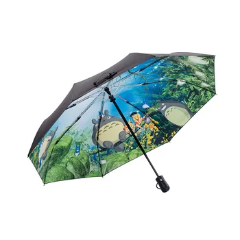 Автоматический Зонт от дождя и солнца Аниме Тоторо Для женщин, Ветрозащитный Японский студийный УФ-зонт Glibli, Портативный зонтик, Приятный подарок