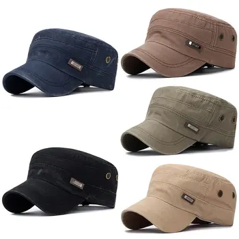 Бесплатная доставка кепки с плоским верхом шапка армейская военная кепка для мужчин женщин хлопок Бейсбол кепки Винтаж snapback Cap шляпы папа регулируемые шляпы
