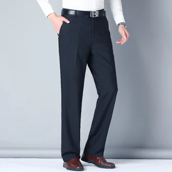 Весенне-летние Тонкие повседневные брюки, деловые прямые брюки-стрейч, Классический стиль, мужской бренд, Офисные длинные брюки обычной посадки