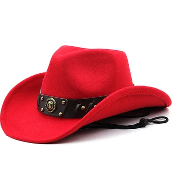 Женская ковбойская шляпа с широкими полями, мужская джентльменская Панама, Джазовая фетровая шляпа с кожаным Клошем, Церковное Сомбреро, Прямая поставка