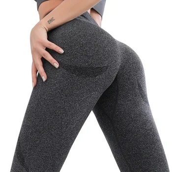 Женские бесшовные леггинсы для тренировок с высокой талией, спортивные штаны для йоги с контуром улыбки