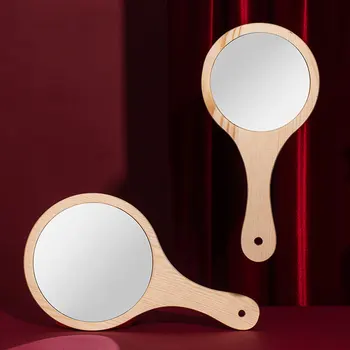 Зеркало с деревянной ручкой, Ручное зеркало, Ручные зеркала для макияжа, Профессиональное Зеркало, Уход за кожей женщин, Детские поделки