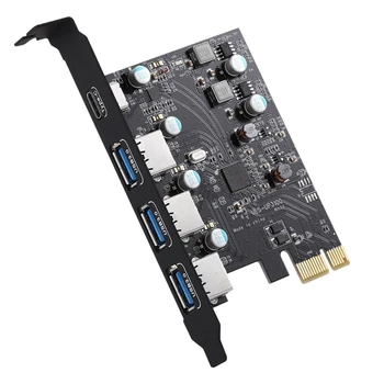 Карта расширения PCI-E к USB3.0 + Type C (PCIe Card) с 3 портами и картой расширения Superspeed USB 3.0 PCI для Windows MAC OX