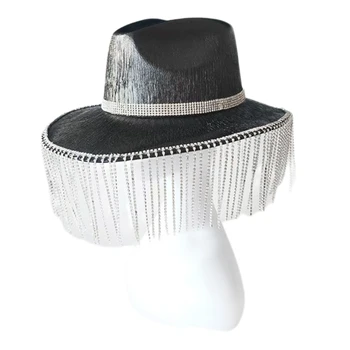 Ковбойская шляпа с изогнутыми полями и кисточками для летнего банкета, Вечерние Ковбойские шляпы для фотосъемки взрослых