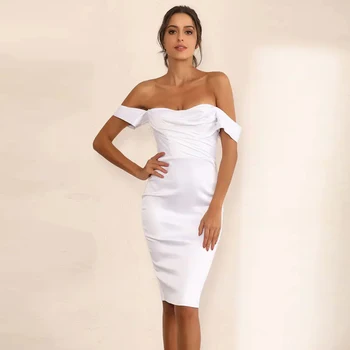 Короткое свадебное платье для женщин 2022 Невесты с открытыми плечами, Облегающее Свадебное платье Белого цвета Длиной до колен, Простое Vestidos de Novia