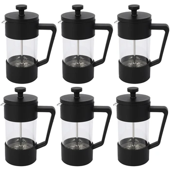 Кофеварка для приготовления чая и кофе 6X French Press, 12 унций, Кофейный пресс из утолщенного боросиликатного стекла, не ржавеет и безопасен в посудомоечной машине, Черный