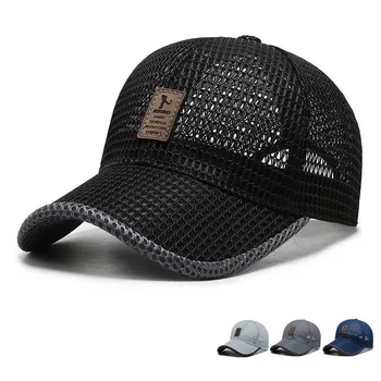 Летние мужские бейсболки Унисекс для рыбалки, женские шляпы с дышащей сеткой, черные повседневные спортивные шапки, кепка