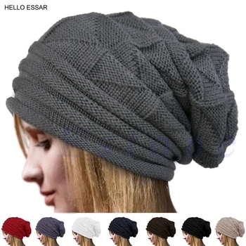 Модные Женские повседневные шапки в стиле хип-хоп, Вязаные шерстяные тюбетейки, шапочка-бини, теплая зимняя шапка для мужчин и женщин 90019