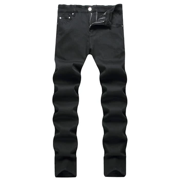 Мужские Черные джинсы, Осенне-зимние Повседневные мужские хлопчатобумажные джинсы, Мужские джинсовые брюки, прямые брюки pantalones hombre