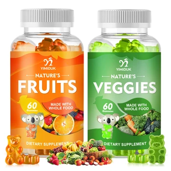 Натуральные фруктовые и овощные жевательные резинки, Витамины и минералы, 100% Натуральный баланс, Уровни энергии, Антивозрастной, повышающий иммунитет