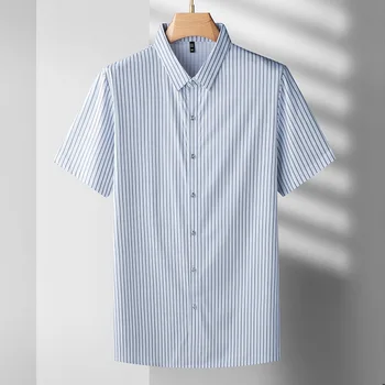 Новое поступление, Летняя Мужская Модная Повседневная рубашка в полоску с квадратным вырезом и коротким рукавом, Большие размеры XL, 2XL, 3XL 4XL 5XL 6XL 7XL