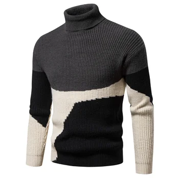 Новый высококачественный мужской свитер с высоким воротом, модные молодежные повседневные теплые удобные вязаные топы