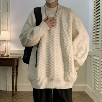 Новый свитер с круглым вырезом зимой 2023 года - это базовый слой для мужского однотонного плюша в корейском стиле, теплого и красивого