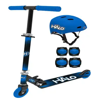 Поднимитесь выше, комбинированный скутер из 6 предметов - синий - в том числе 1 встроенный скутер премиум-класса, 1 регулируемый по размеру мультиспортивный шлем, 2 налокотника