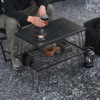 Портативный стол из стальной сетки Кемпинг Барбекю Складной стол для пикника на открытом воздухе Многофункциональная комбинация IGT Сращивание железного сетчатого стола