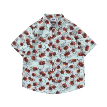 Ретро Гавайи в стиле 2023, рубашка с коротким рукавом и принтом, мужская и женская пляжная рубашка для пары Яппи, Винтажная рубашка с цветочным принтом