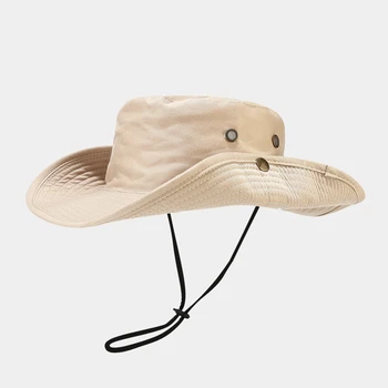 Складная защита от солнца на шнурке, мужская однотонная рыбацкая шляпа Унисекс, весенне-летняя кепка для бассейна, рыбацкая шляпа
