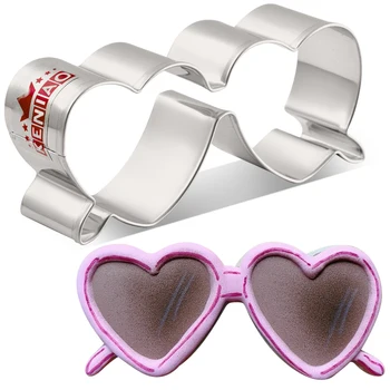 Солнцезащитные очки KENIAO в форме сердца, форма для печенья - 9 см, Форма для выпечки летнего печенья, помадки, из нержавеющей стали