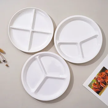 Тарелка для быстрого питания в ресторане с меламиновой миской, китайская тарелка с несколькими решетками