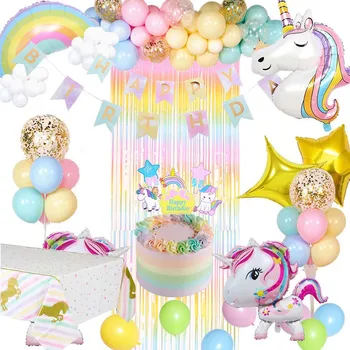 Украшение для Дня рождения девочки на 1 год, Розовая гирлянда из воздушных шаров, Арка, Детский Единорог, украшения для вечеринки в честь дня рождения для детей, Детский душ