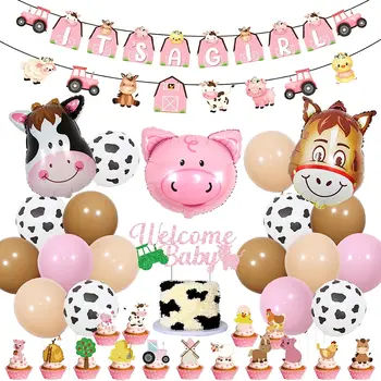 Украшения для вечеринки в честь Дня рождения с животными на ферме, Баннер 