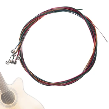 Универсальные 6 шт./компл. Радужные разноцветные стальные гитарные струны, запасная часть для акустической народной гитары и классической акустической гитары