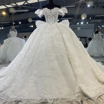 Элегантное Свадебное платье 2023 С открытыми плечами, Изготовленные на Заказ Блестящие аппликации из пайеток, Кружевные Свадебные Роскошные Длинные Платья Brial