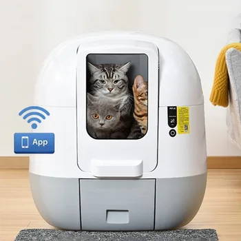 Ящик для кошачьего туалета, перезаряжаемый Туалет для домашних животных, самоочищающийся, закрытый, Автоматическая очистка, освободите руку, управление мобильным приложением