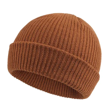 Зимняя Мужская кепка-капот без полей, Осенняя модная Женская Вязаная шапочка, Разноцветный Пуловер, шапки для взрослых